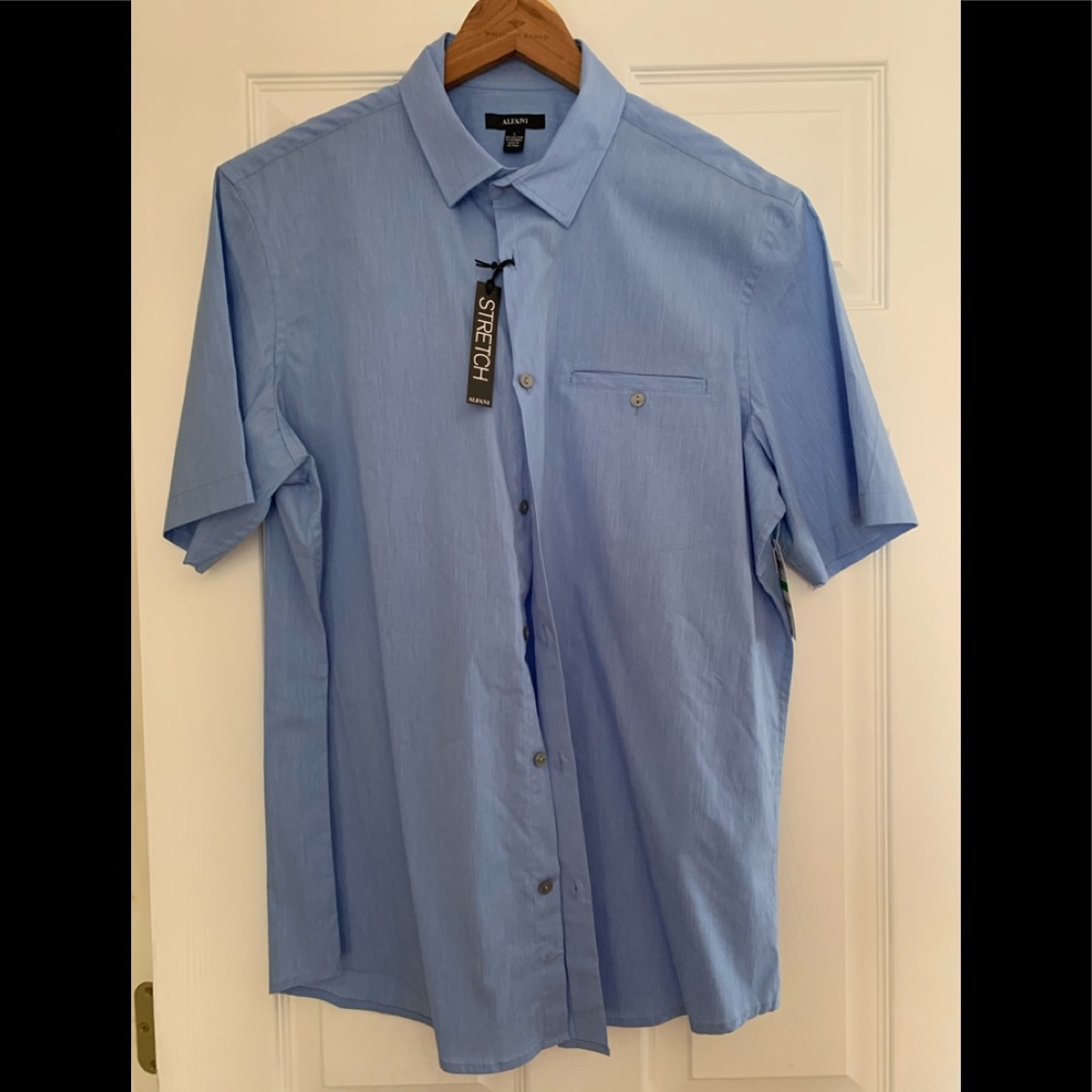 Alfani Men’s Short Sleeve Button Up Shirt L